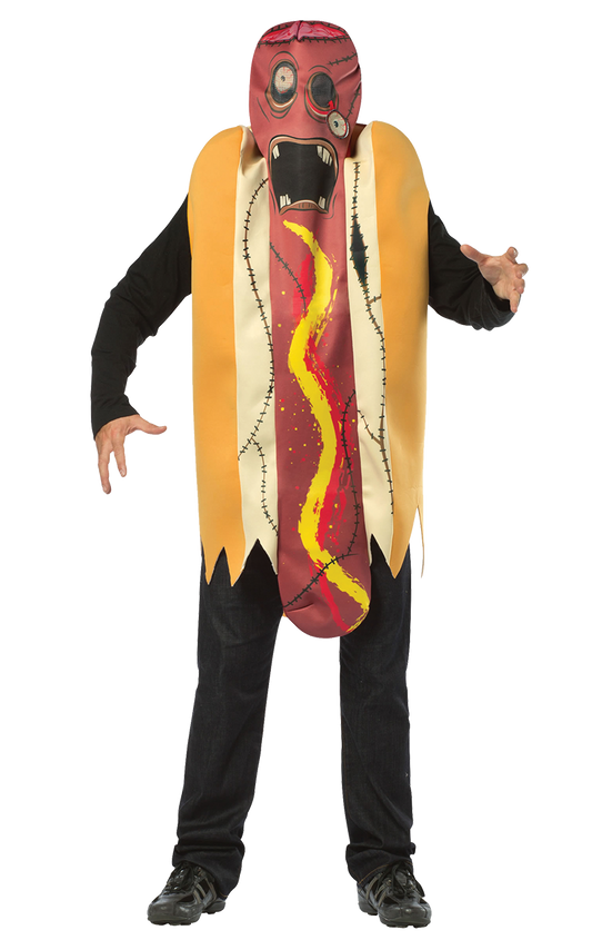 Costume d'Halloween pour adulte en forme de hot-dog zombie