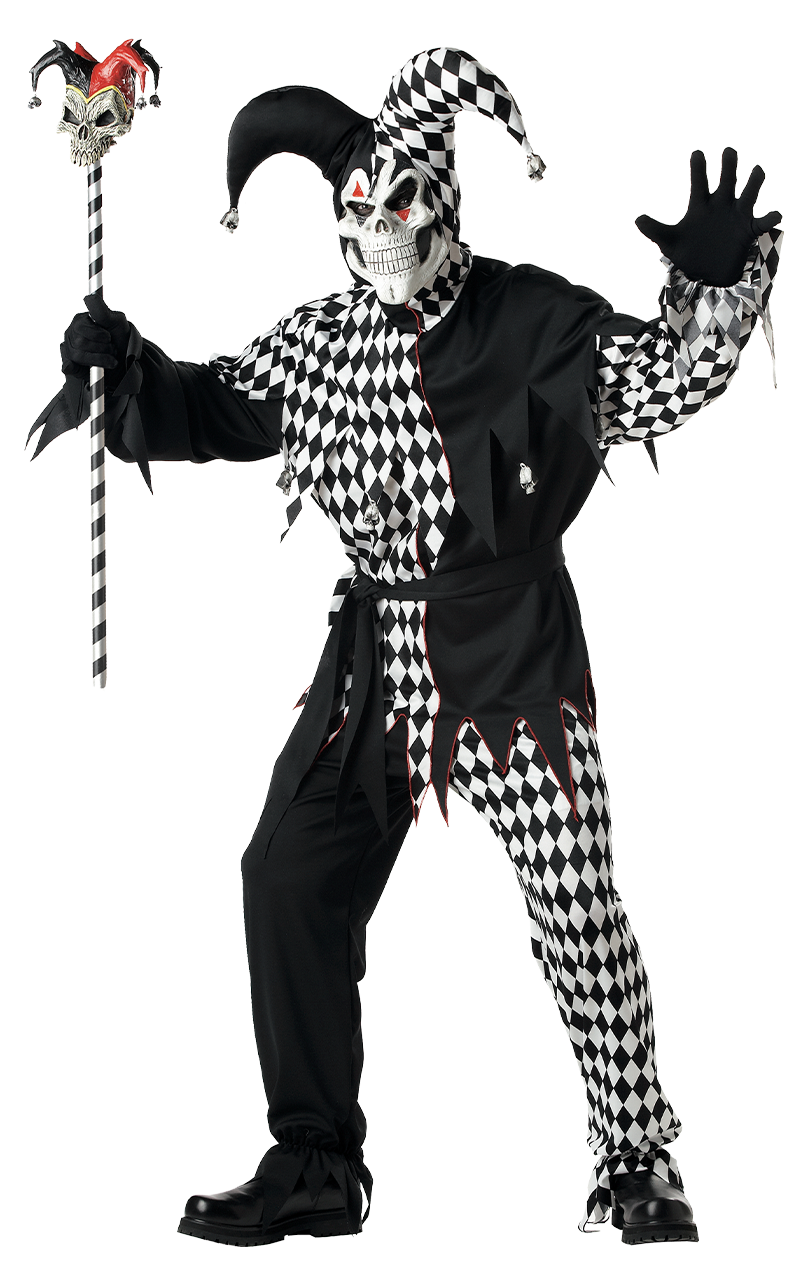 Mens Evil Scary Jester Costume