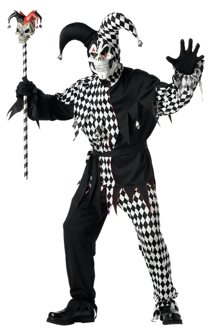 Mens Evil Scary Jester Costume