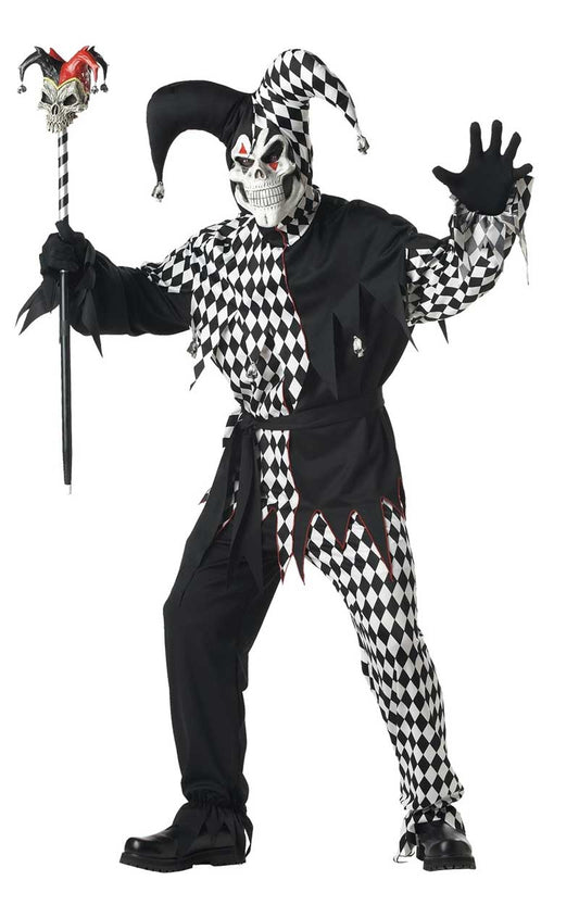 Mens Plus Size Halloween Skull Jester Costume