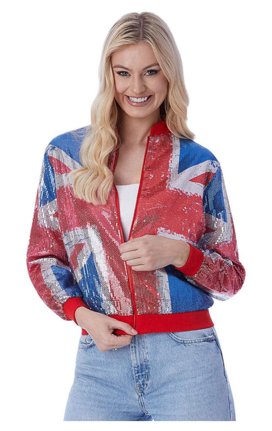 Damen Union Jack Pine Bomber Jacke