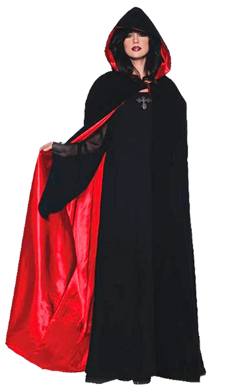 Womens Velvet & Satin Red Gothic Cape