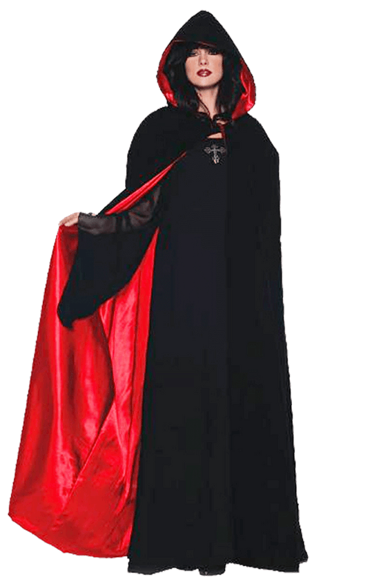 Damen Velvet & Satin Red Gothic Cape