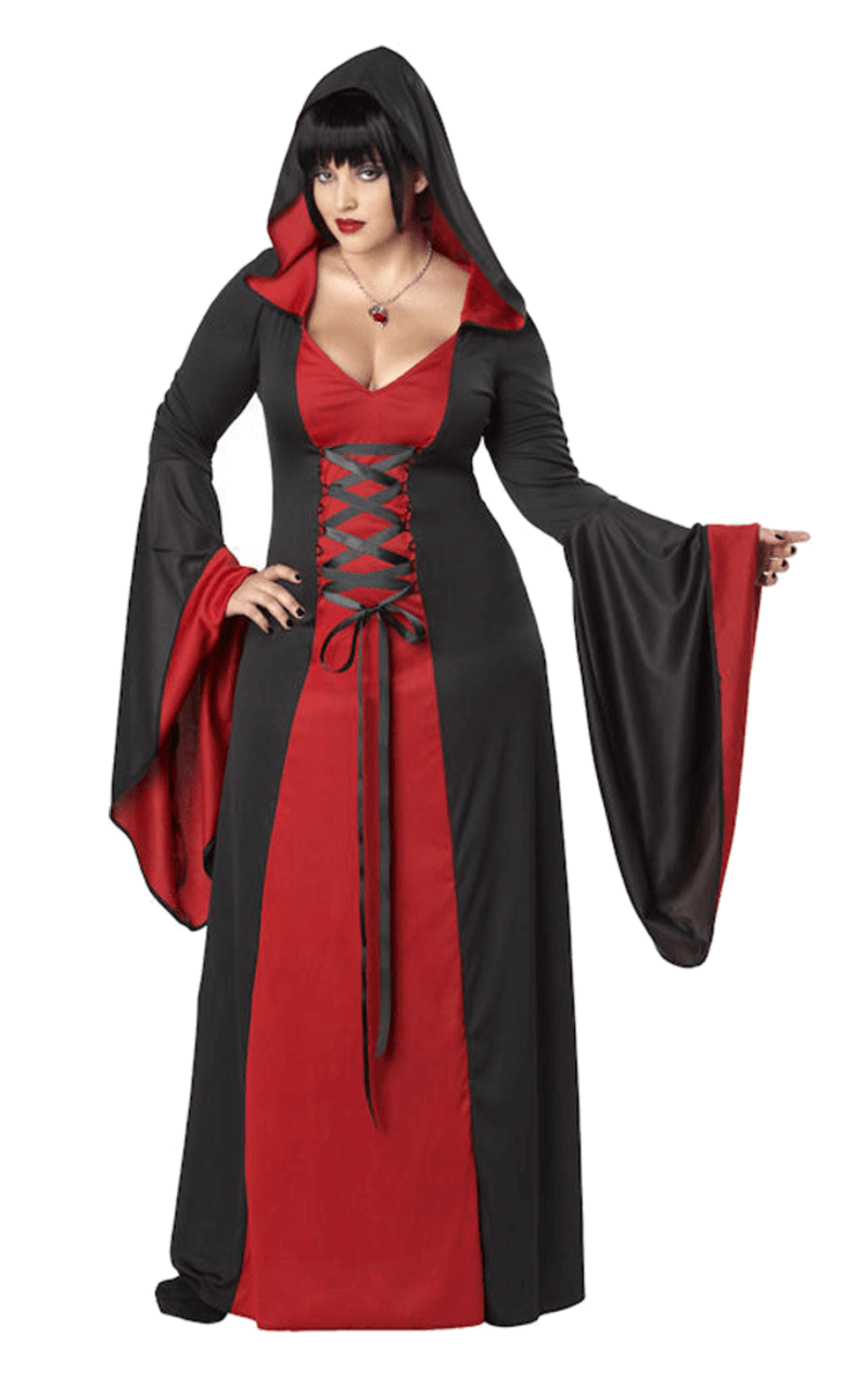 Déguisement robe rouge à capuche grande taille femme