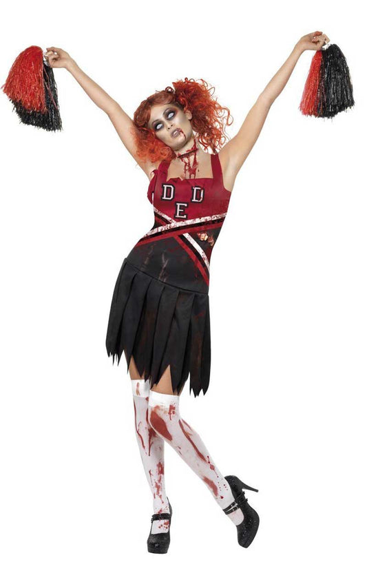 Womens Halloween Zombie Cheerleader Costume