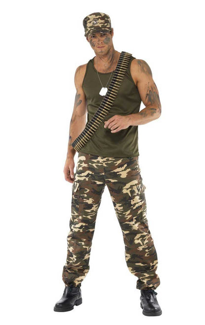 Déguisement soldat camo kaki homme