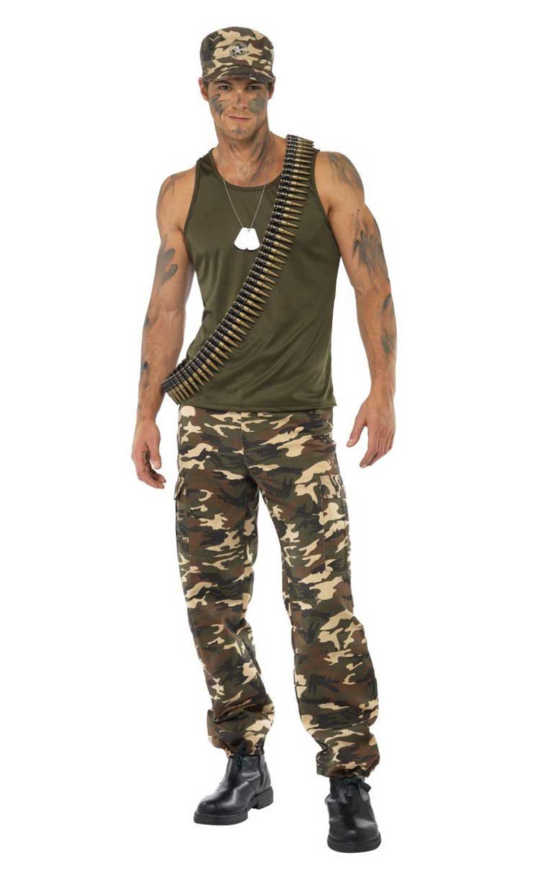 Déguisement soldat camo kaki homme