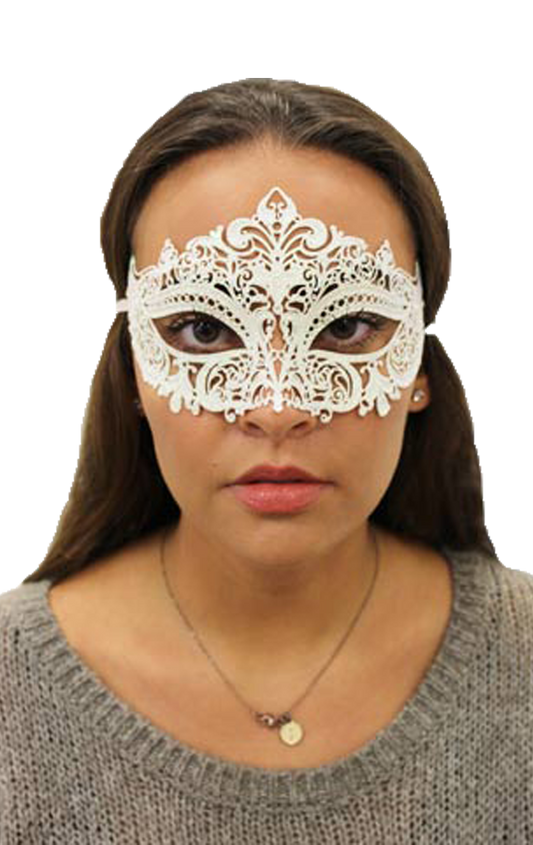 White Metal Masquerade Facepiece Accessory