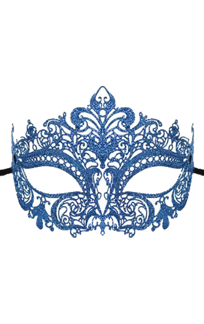 Accessoire de masque de mascarade à paillettes métalliques bleues