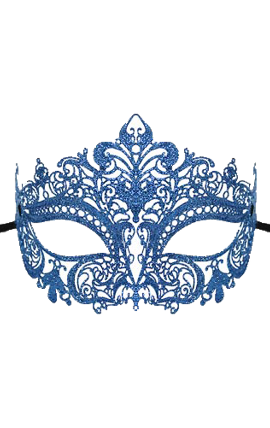 Accessoire de masque de mascarade à paillettes métalliques bleues