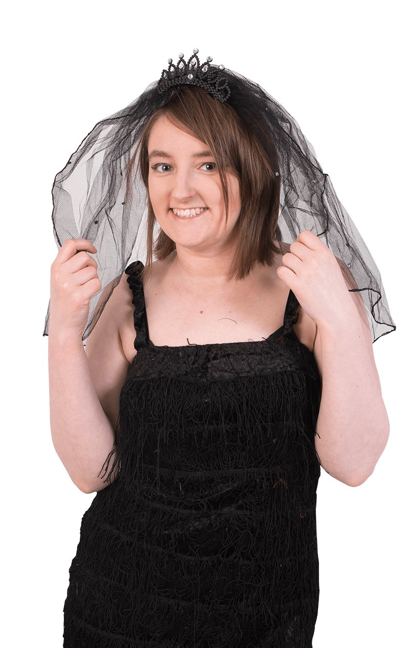 Black Veil with Mini Tiara - Fancydress.com