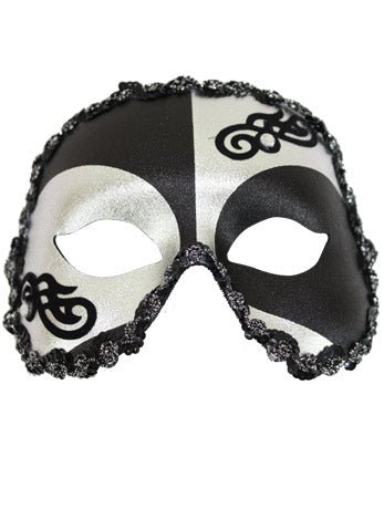 Kent Black/Silver Facepiece - Fancydress.com