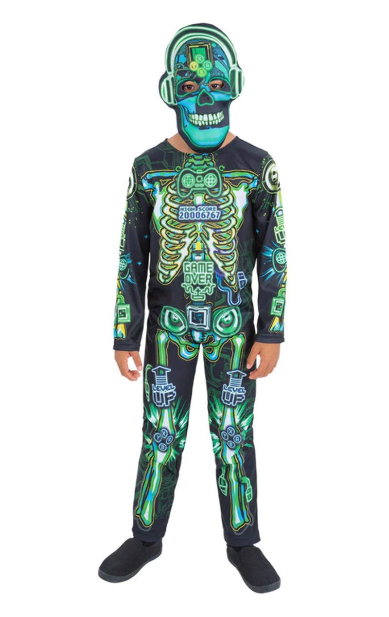 Kids Glow in the Dark Tech Skeleton Halloween Cost - Fancydress.com