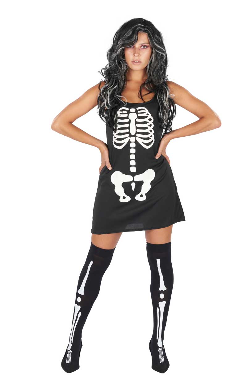 Ladies Skeleton Bones Dress - Fancydress.com