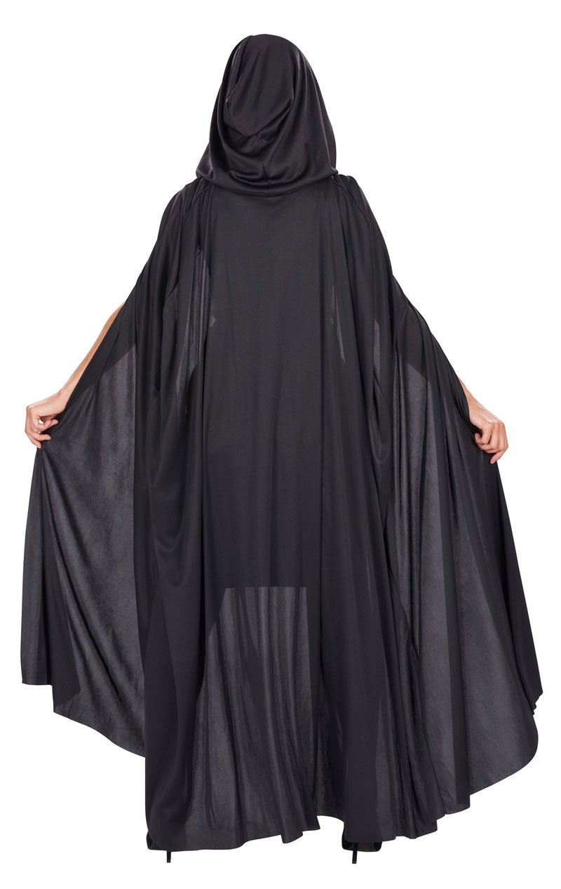 Unisex Black Hooded Cape - Fancydress.com