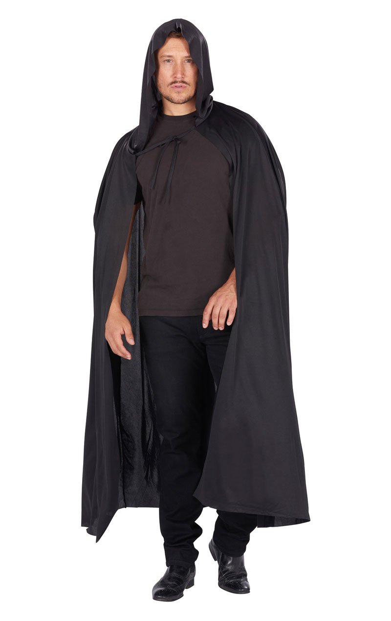 Unisex Black Hooded Cape - Fancydress.com