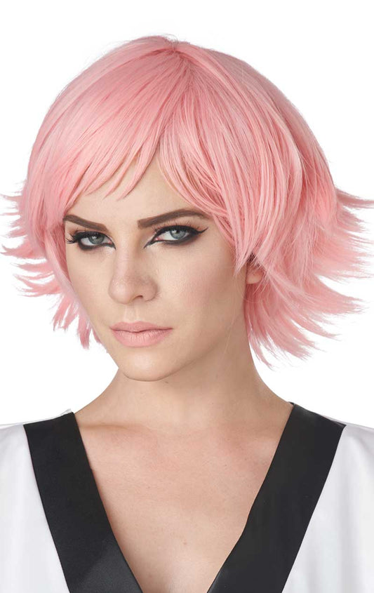 Unisex Pink Feathered Cosplay Wig - Fancydress.com