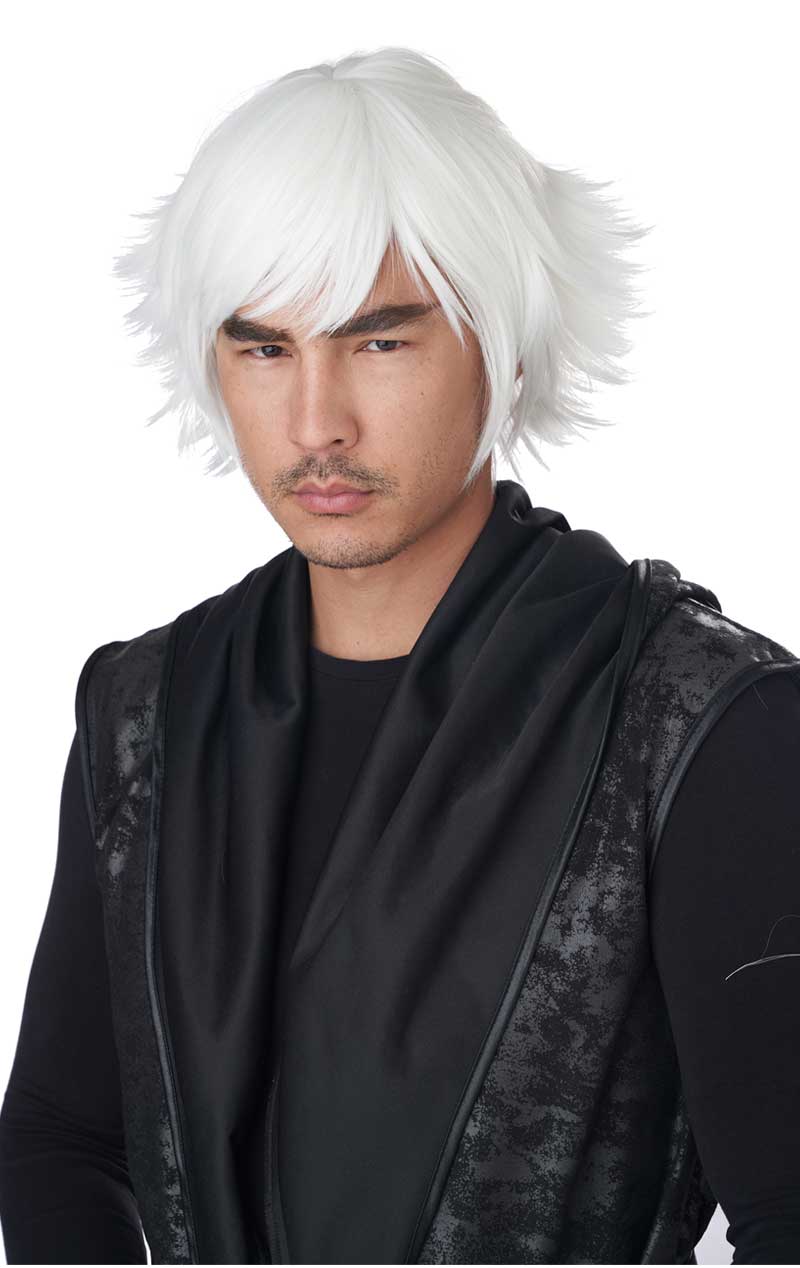 Unisex White Feathered Cosplay Wig - Fancydress.com