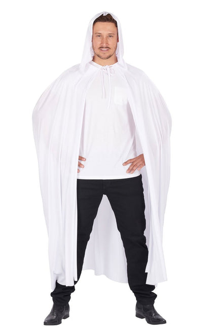 Unisex White Hooded Cape - Fancydress.com