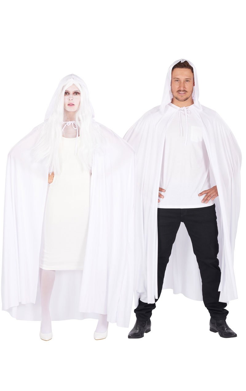 Unisex White Hooded Cape - Fancydress.com