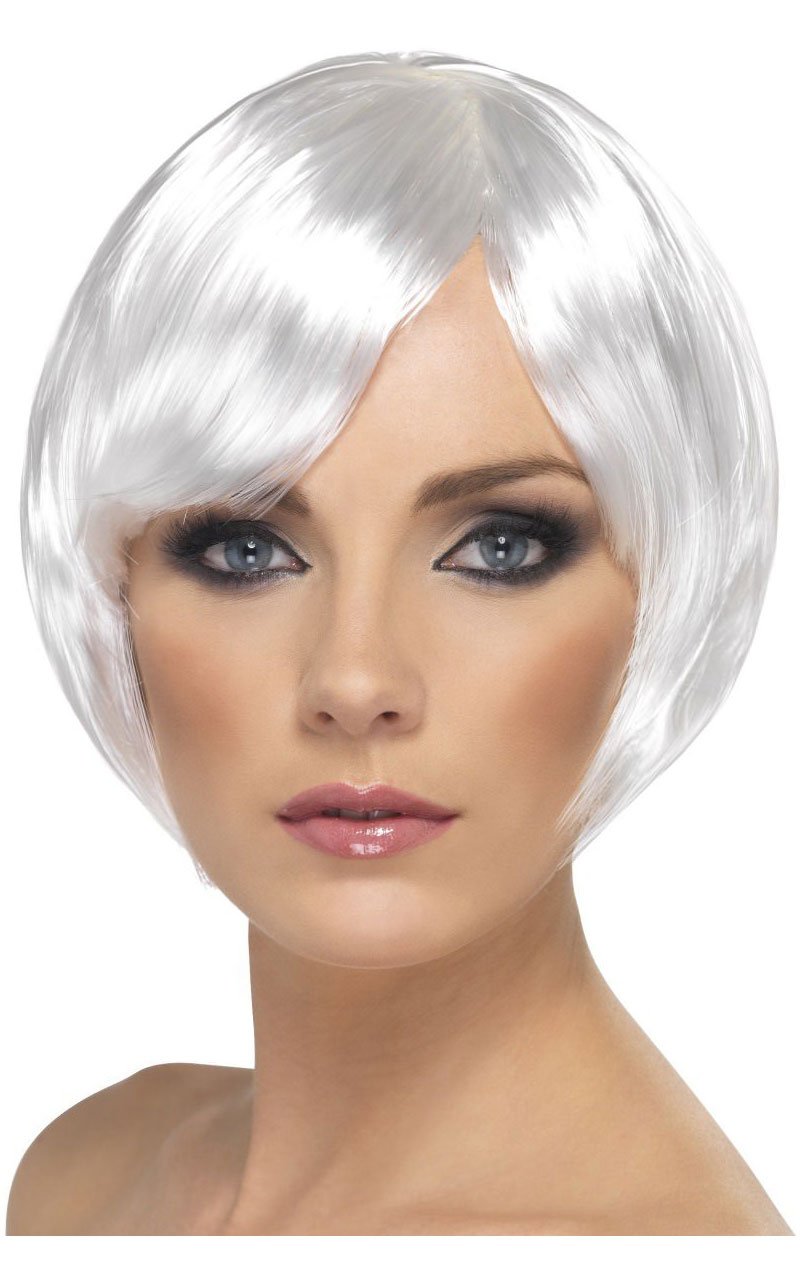 White Babe Bob Wig - Fancydress.com