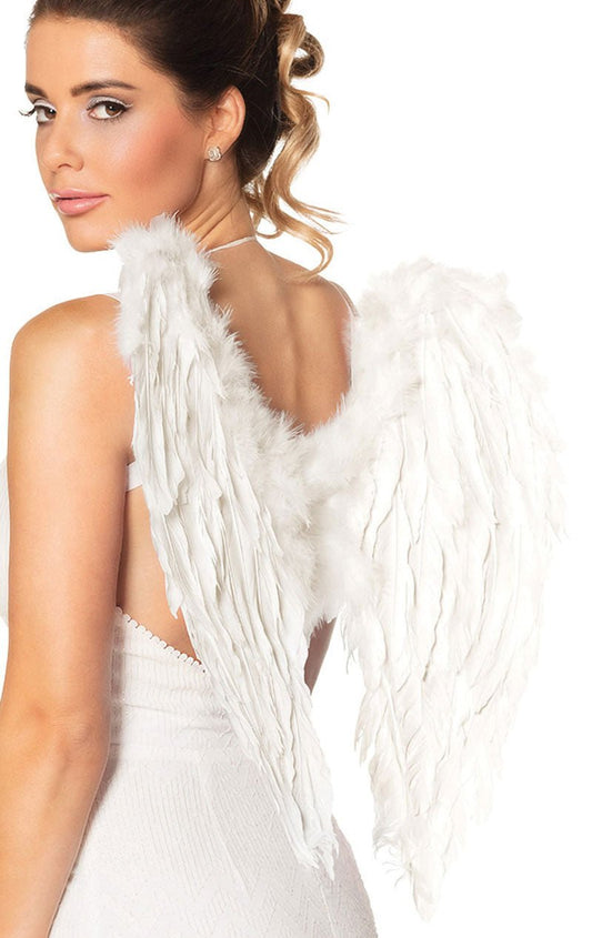 White Feather Angel Wings Accessory 50cm x 50cm - Fancydress.com