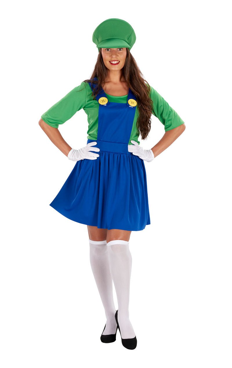 Womens Green Italian Plumber Dress - Fancydress.com